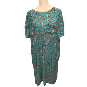 NWT LuLaRoe Dream Ciara Blue Candy Cane Peppermint T Shirt Dress Size M (8-10)